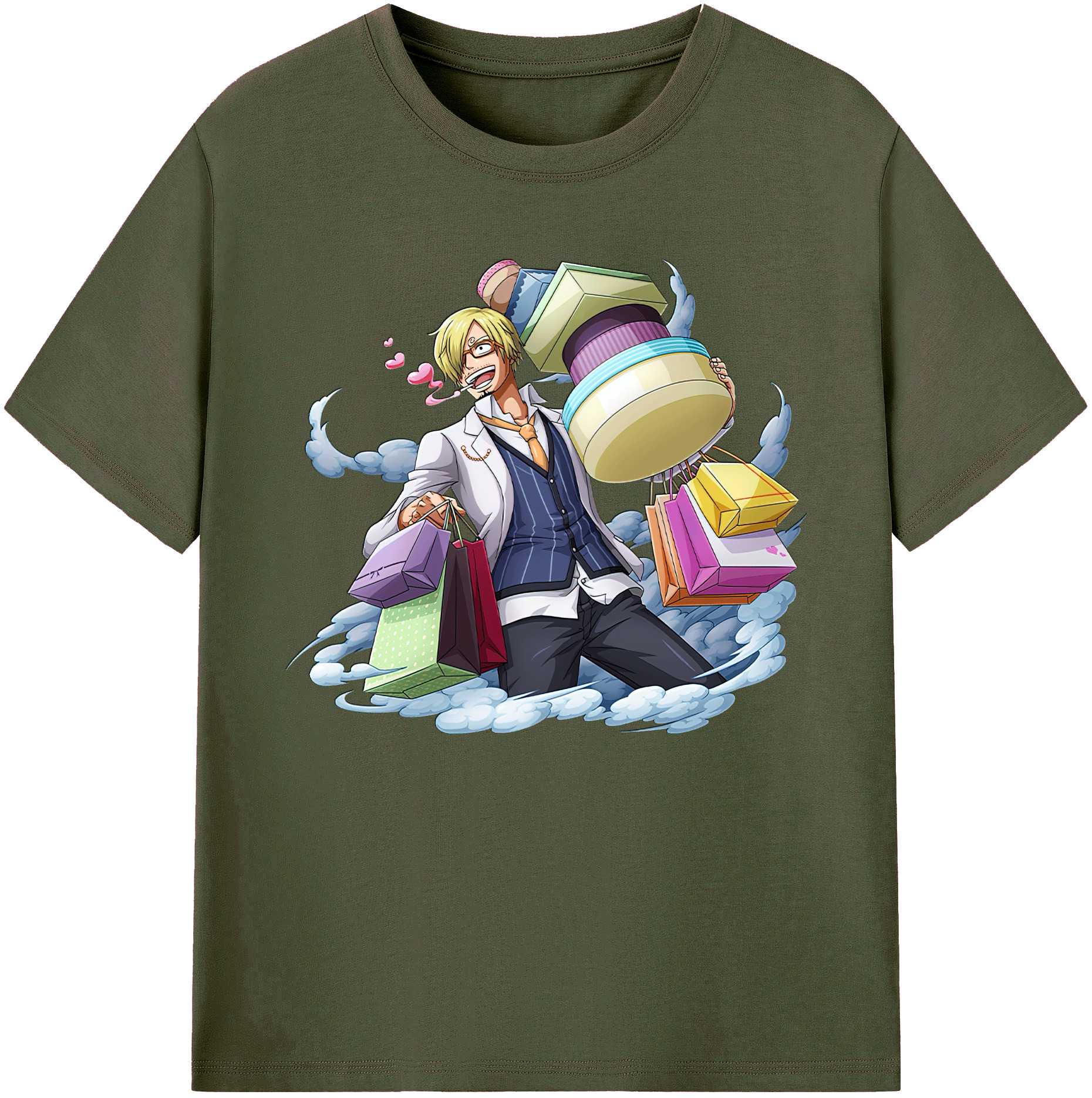 （画像用） ワンピース サンジ ONE PIECE Sanji 綿100％ メンズ半袖Tシャツ｜肌触りやわらか＆通気性